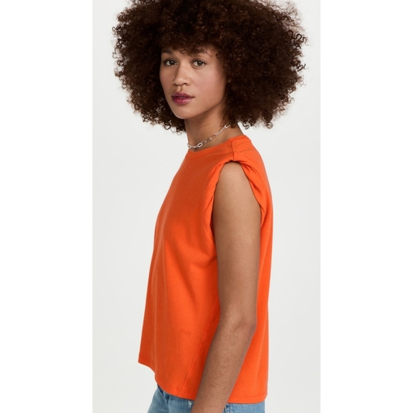 FRAME Rolled Muscle Shirt in Color Orange Crush 🍊 - Picture 4 of 16